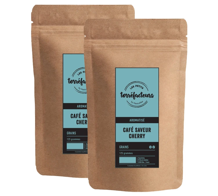 2x125g Café En Grain Saveur Cerise - Les Petits Torréfacteurs 1 2x125g Café En Grain Saveur Cerise - Les Petits Torréfacteurs