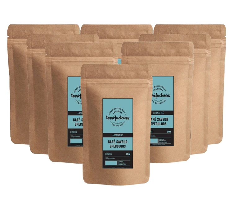 Café En Grains - Saveur Speculoos - 1kg (8x125g) - Les Petits Torréfacteurs 1 Café En Grains - Saveur Speculoos - 1kg (8x125g) - Les Petits Torréfacteurs