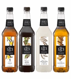 Lot De 4 Sirops Vanille - Thé Chaï - Coco - Pain D'Epices - Bouteille Plastique 3x1L - 1883 ROUTIN