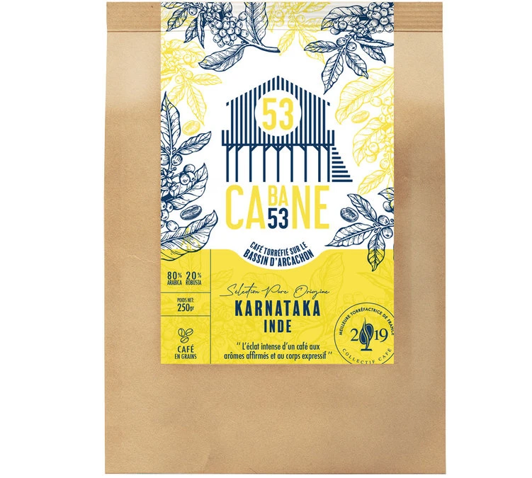 Café En Grains Inde : Karnataka - 250g - Cabane 53 1 Café En Grains Inde : Karnataka - 250g - Cabane 53