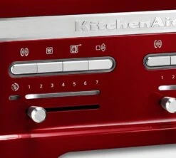 Toaster KitchenAid 5KMT4205ECA Artisan Rouge Pomme D'Amour - 4 Fentes -DeLonghi Magasin gprouge boutons