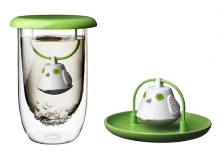 Tasse En Verre 40cl Et Couvercle Infuseur à Thé Birdie Rouge - QDO 3 Tasse En Verre 40cl Et Couvercle Infuseur à Thé Birdie Rouge - QDO – Image 3