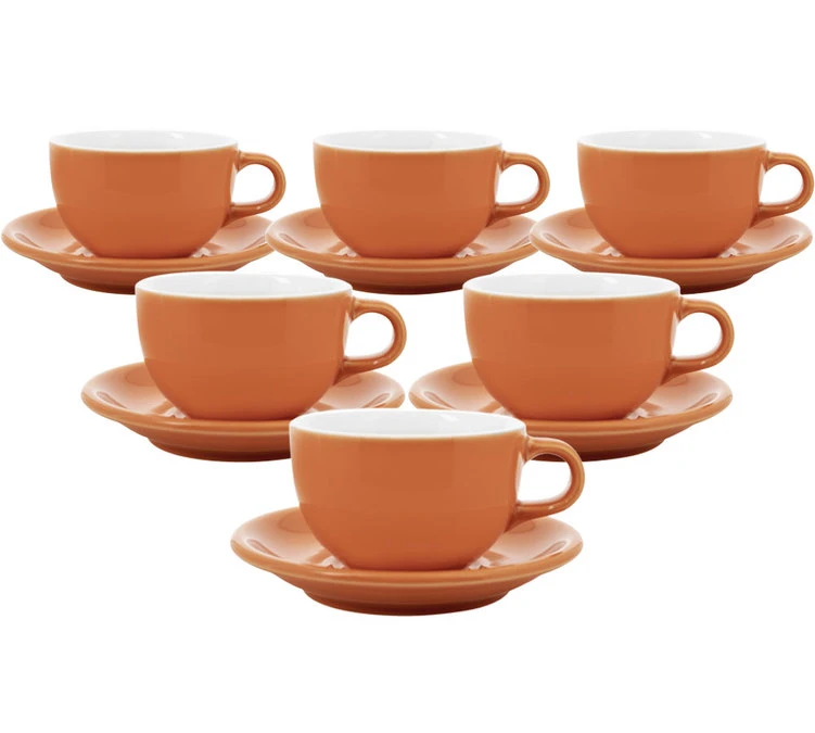 Tasses - ORIGAMI - Tasses Et Sous Tasses Latte Bowl Orange 19cl X6 1 Tasses - ORIGAMI - Tasses Et Sous Tasses Latte Bowl Orange 19cl X6