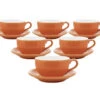 Tasses - ORIGAMI - Tasses Et Sous Tasses Latte Bowl Orange 25cl X6