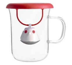 Tasse En Verre 40cl Et Couvercle Infuseur à Thé Birdie Rouge - QDO